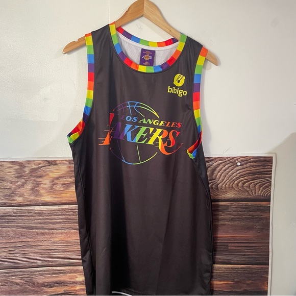 NBA Los Angeles Lakers 2022 Pride Night Jersey Adult Size XL Rainbow - Picture 4 of 5